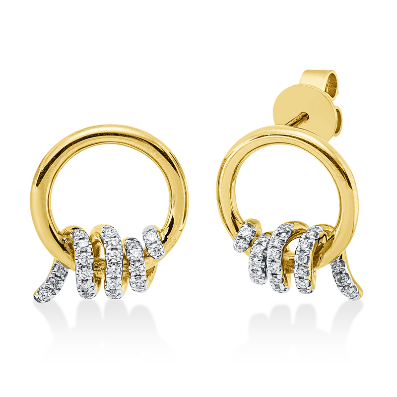 Ohrstecker 18 kt GG+WG, 48 Brill. 0,18 ct, W-pi