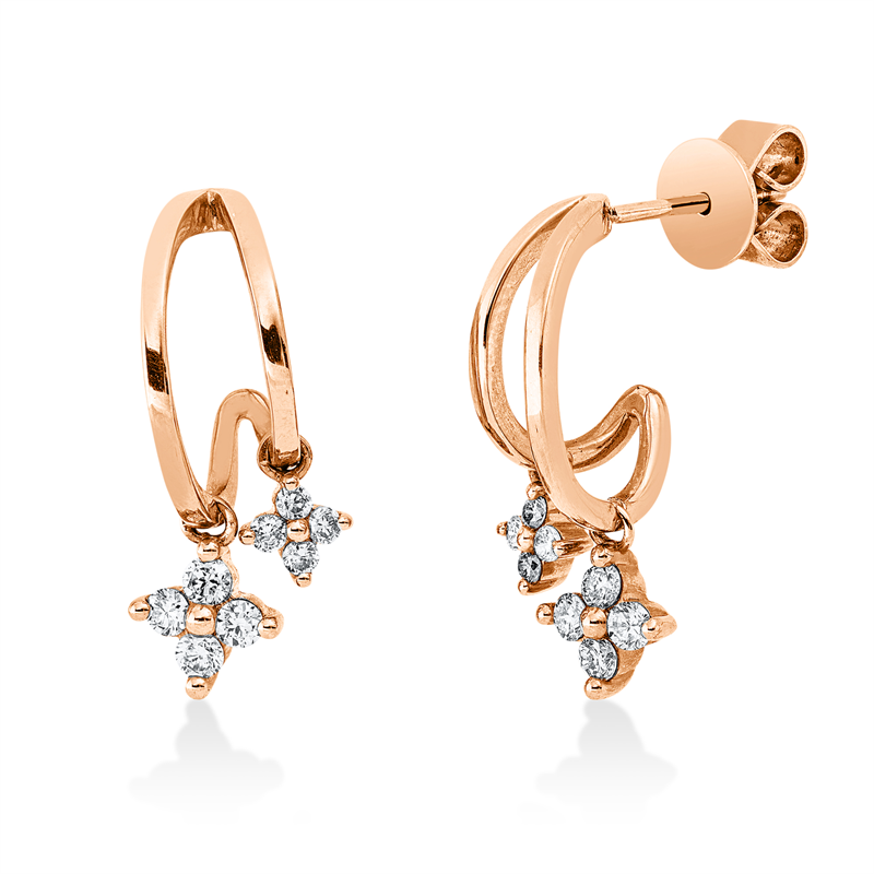 Ohrstecker 18 kt RG, 16 Brill. 0,36 ct, J-vsi/si