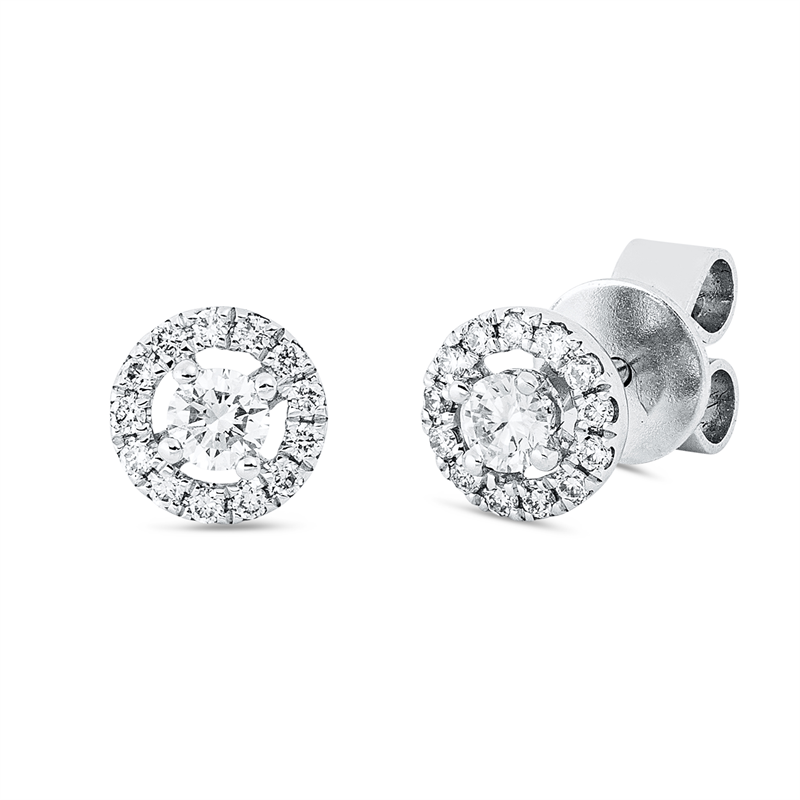 Ohrstecker 18 kt WG, 2 Brill. 0,17 ct, TW-si, 26 Brill. 0,13 ct, J-vsi/si