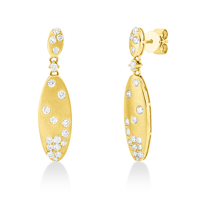 Ohrschmuck 18 kt GG, mattiert, 38 Brill. 1,03 ct, TW-si