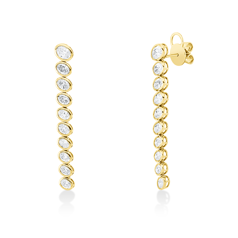 Ohrschmuck 18 kt GG, 2 Oval 0,50 ct, TW-si, 18 Oval 2,19 ct, TW-si