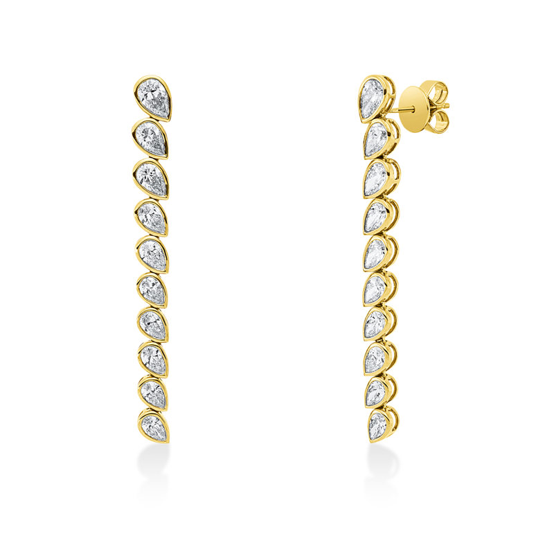 Ohrschmuck 18 kt GG, 2 Tropfen 0,53 ct, TW-si, 18 Tropfen 2,36 ct, TW-si