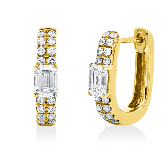 Creolen 18 kt GG, 2 Sm.schliff 0,44 ct, TW-vsi, 32 Brill. 0,18 ct, TW-si