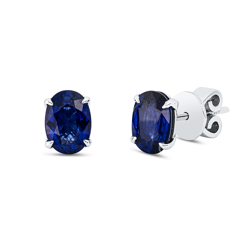 Ohrstecker 18 kt WG, 2 Saphire 2,10 ct blau