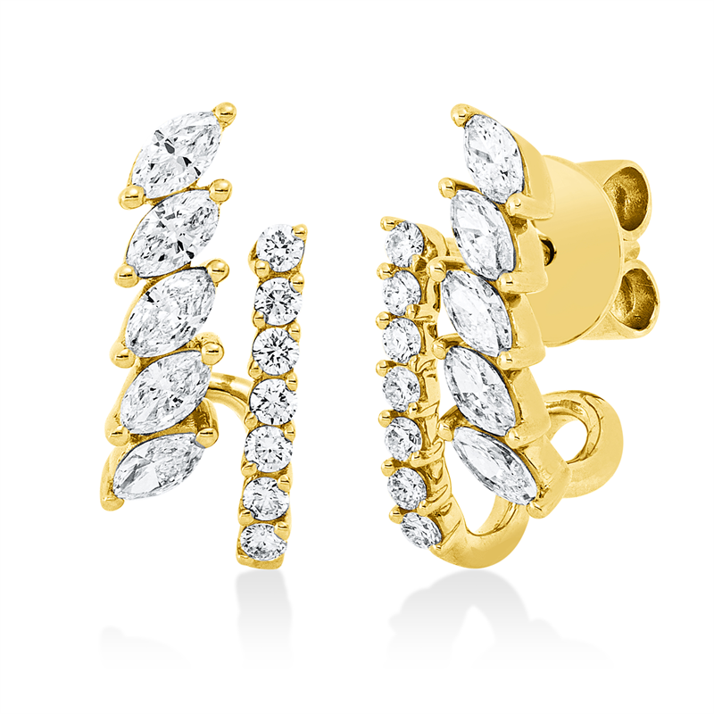 Ohrstecker 18 kt GG, 10 Nav. 0,56 ct, TW-si, 14 Brill. 0,18 ct, TW-si
