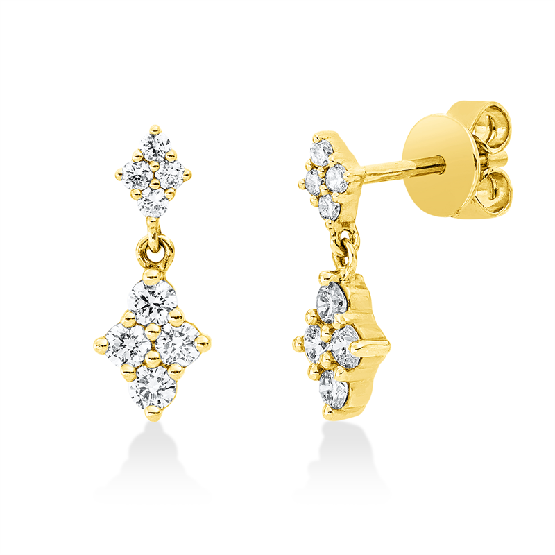Ohrstecker 14 kt GG, 8 Brill. 0,32 ct, I-si, 8 Brill. 0,09 ct, I-si