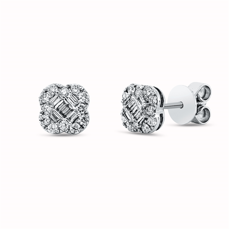 Ohrstecker 18 kt WG, 24 Brill. 0,26 ct, TW-si, 12 Bag. 0,12 ct, TW-si