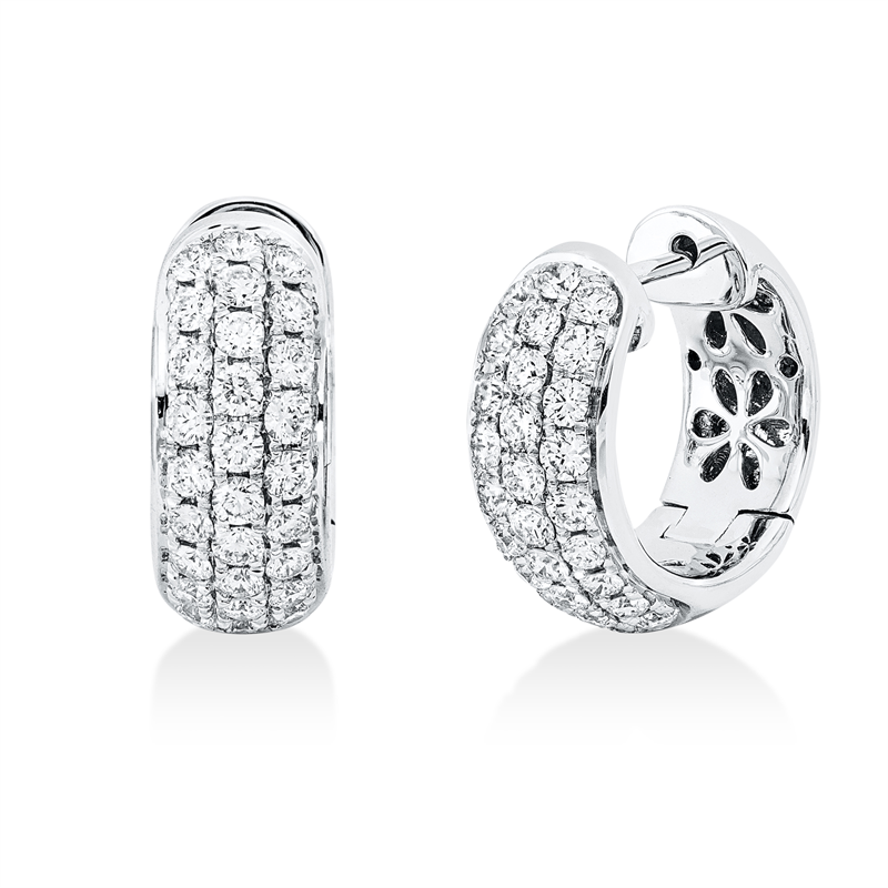 Creolen 14 kt WG, 56 Brill. 1,04 ct, TW-si