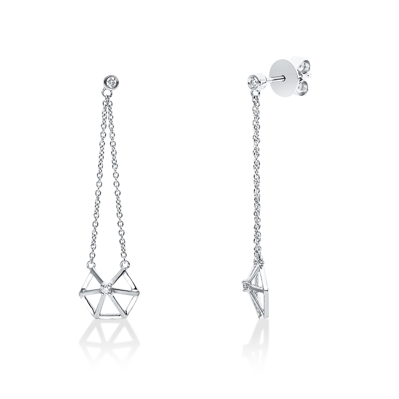 Ohrschmuck 18 kt WG, 4 Brill. 0,05 ct, TW-si