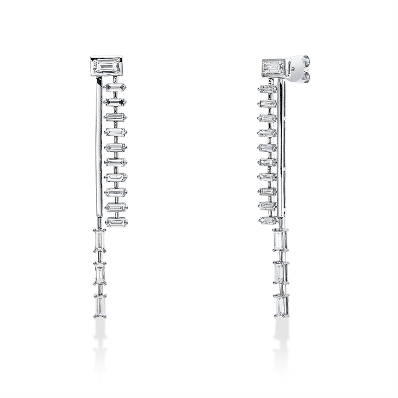 Ohrschmuck 18 kt WG, 6 Bag. 0,82 ct, TW-vsi, 2 Bag. 0,22 ct, TW-vsi, 20 Bag. 1,55 ct, TW-vsi