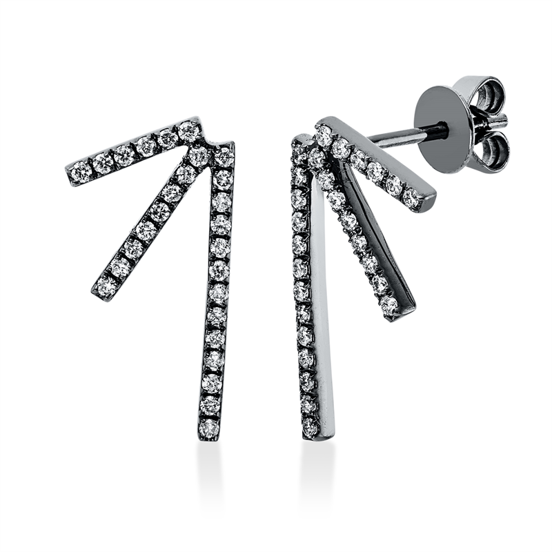 Ohrstecker 18 kt WG, Fassung teils schwarz rhodinie, 54 Brill. 0,26 ct, TW-pi