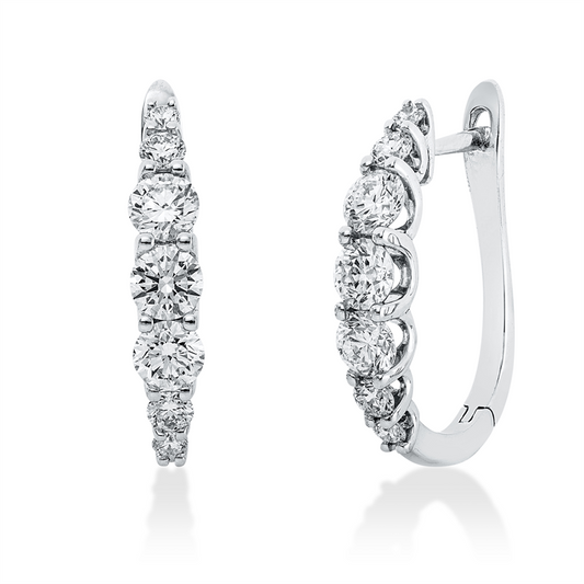 Creolen 18 kt WG, 6 Brill. 0,85 ct, TW-si, 8 Brill. 0,23 ct, TW-si