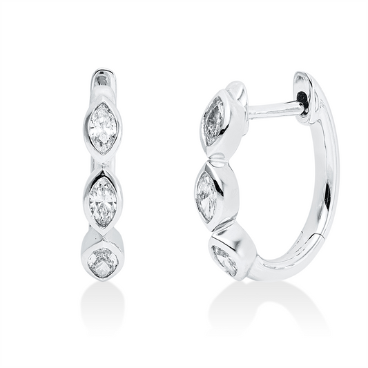 Creolen 18 kt WG, 6 Nav. 0,30 ct, TW-si