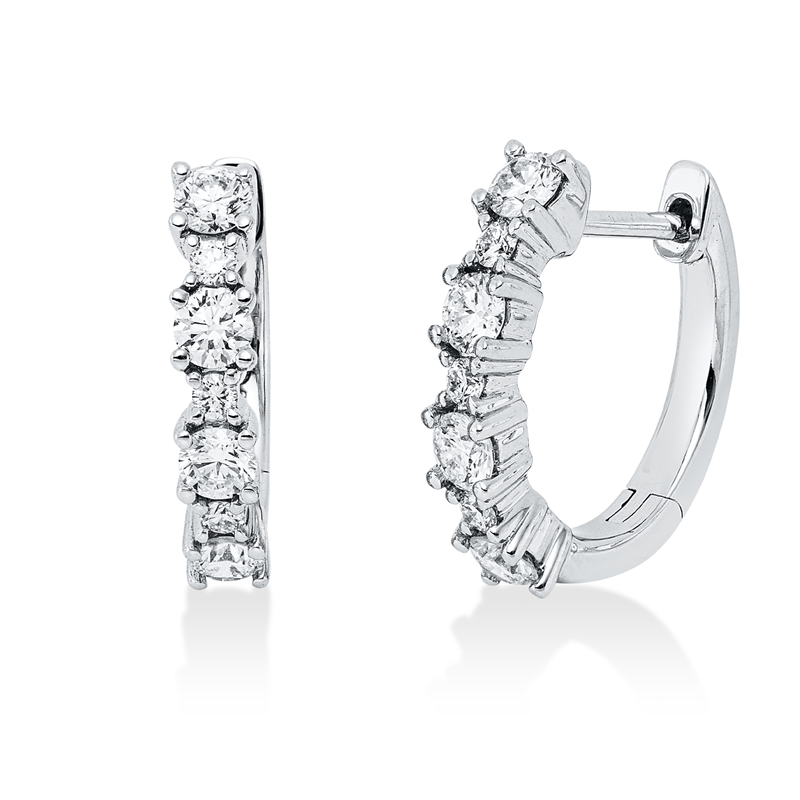 Creolen 18 kt WG, 14 Brill. 0,75 ct, TW-si
