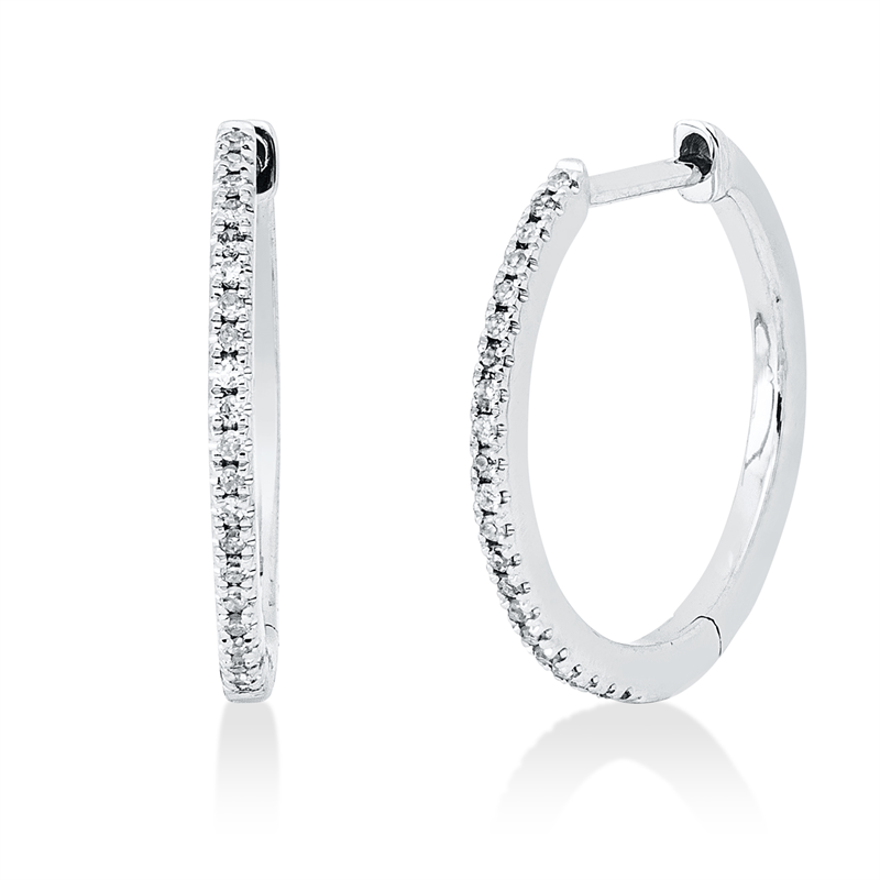 Creolen 14 kt WG, 42 Dia. 0,05 ct, TW-pi