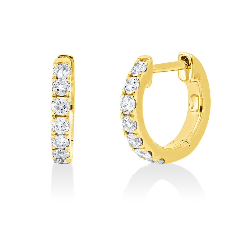 Creolen 14 kt GG, 14 Brill. 0,24 ct, TW-pi
