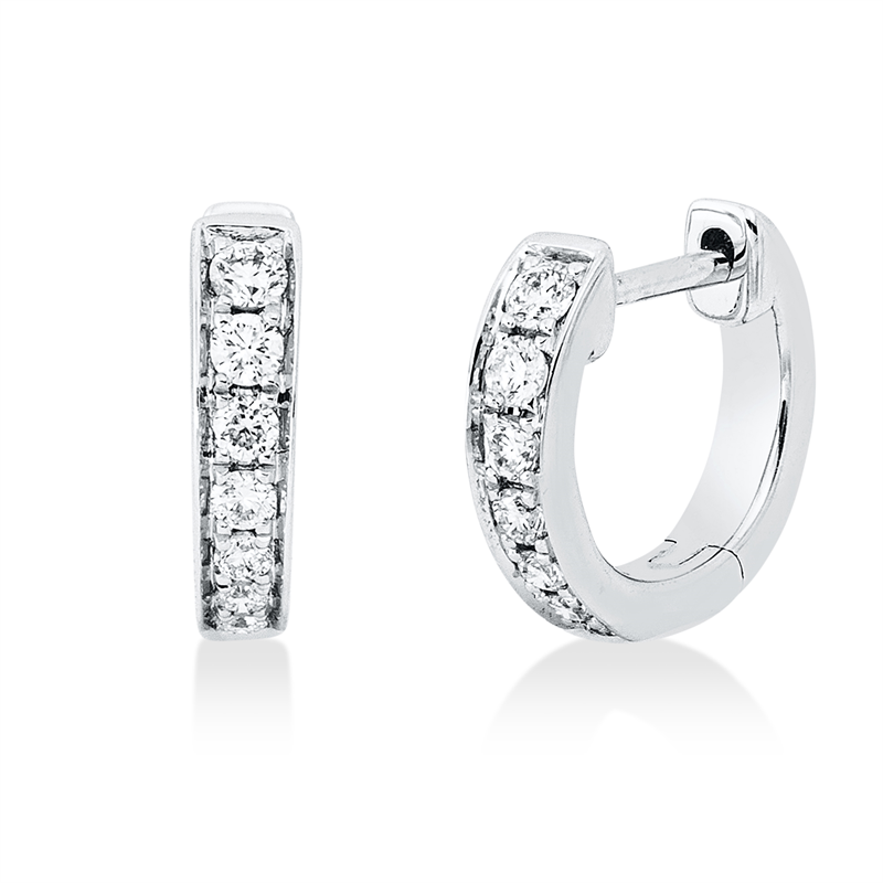 Creolen 18 kt WG, 14 Brill. 0,15 ct, TW-si