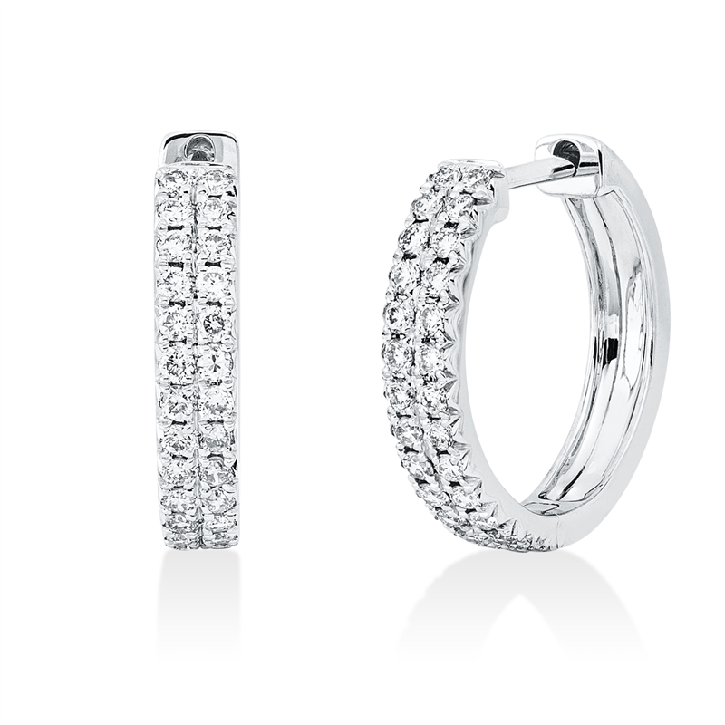 Creolen 18 kt WG, 52 Brill. 0,36 ct, TW-si