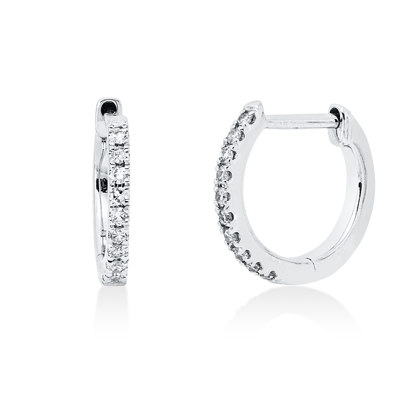 Creolen 14 kt WG, 20 Brill. 0,07 ct, TW-si