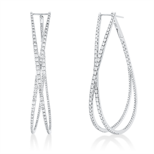 Creolen 18 kt WG, 290 Brill. 3,41 ct, TW-vsi/si