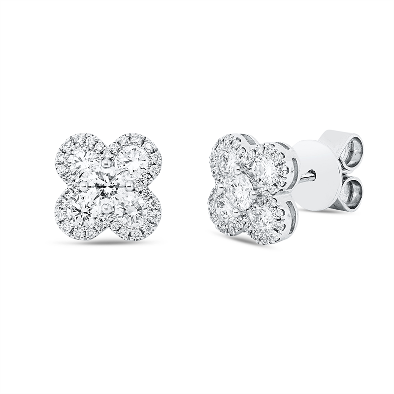 Ohrstecker 18 kt WG, 74 Brill. 0,95 ct, TW-si