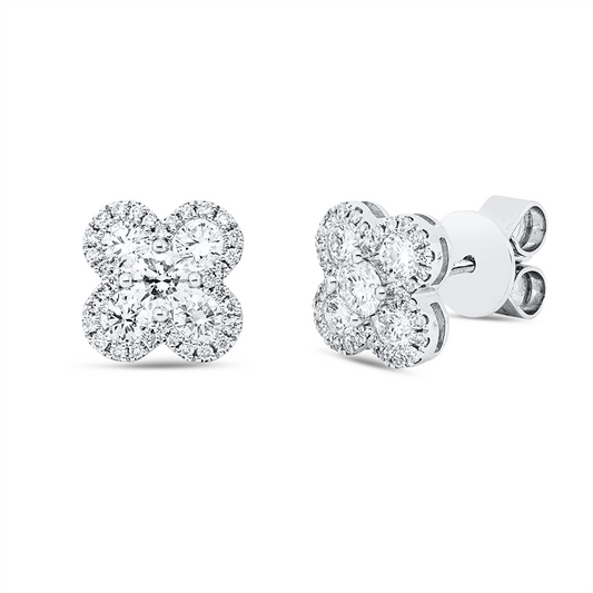 Ohrstecker 18 kt WG, 74 Brill. 0,95 ct, TW-si
