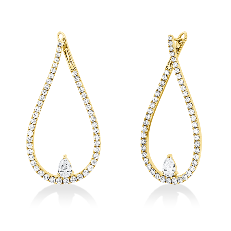 Creolen 18 kt RG, 98 Fant-Schl. 1,73 ct, TW-si