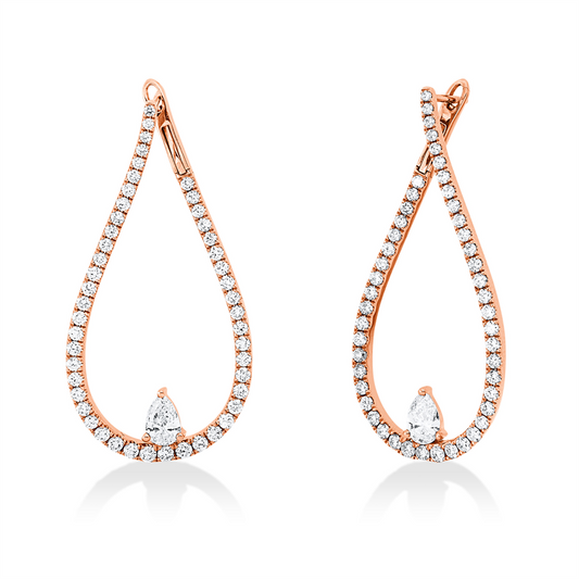 Creolen 18 kt RG, 98 Fant-Schl. 1,75 ct, TW-si