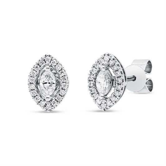 Ohrstecker 18 kt WG, 2 Nav. 0,18 ct, TW-vsi, 36 Brill. 0,10 ct, TW-si