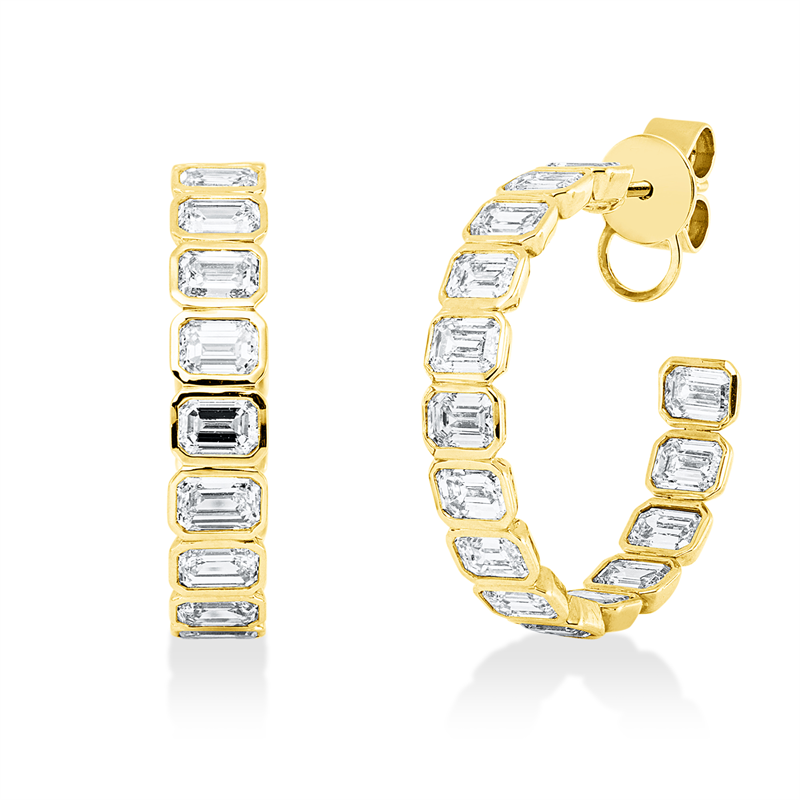 Creolen 18 kt GG, 30 Sm.schliff 4,91 ct, W-vsi