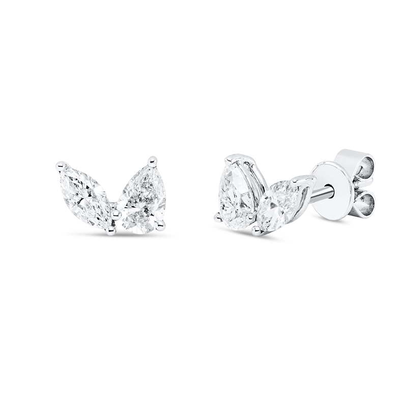 Ohrstecker 18 kt WG, 4 Fant-Schl. 0,82 ct, TW-vsi/si