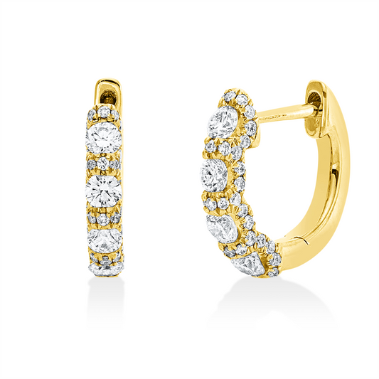 Creolen 18 kt GG, 8 Brill. 0,32 ct, TW-si, 82 Brill. 0,20 ct, TW-si