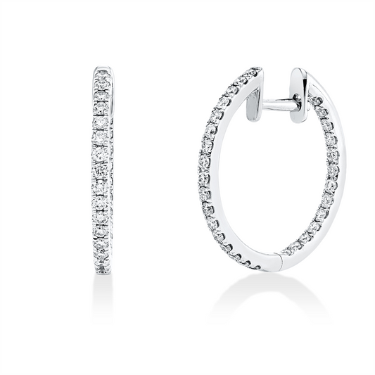 Creolen 14 kt WG, 60 Brill. 0,68 ct, TW-si