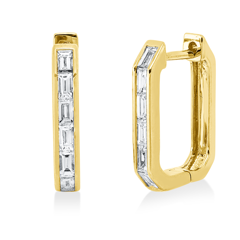 Creolen 18 kt GG, 12 Bag. 0,60 ct, TW-si