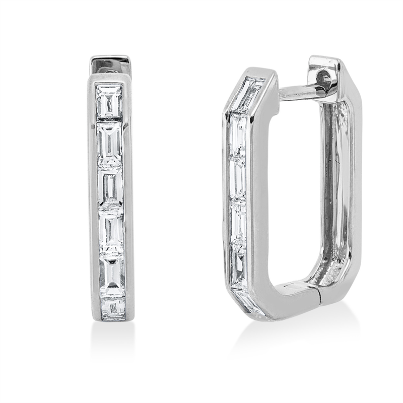 Creolen 18 kt WG, 12 Bag. 0,64 ct, TW-si