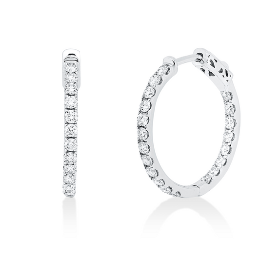 Creolen 18 kt WG, 40 Brill. 1,22 ct, F-vsi