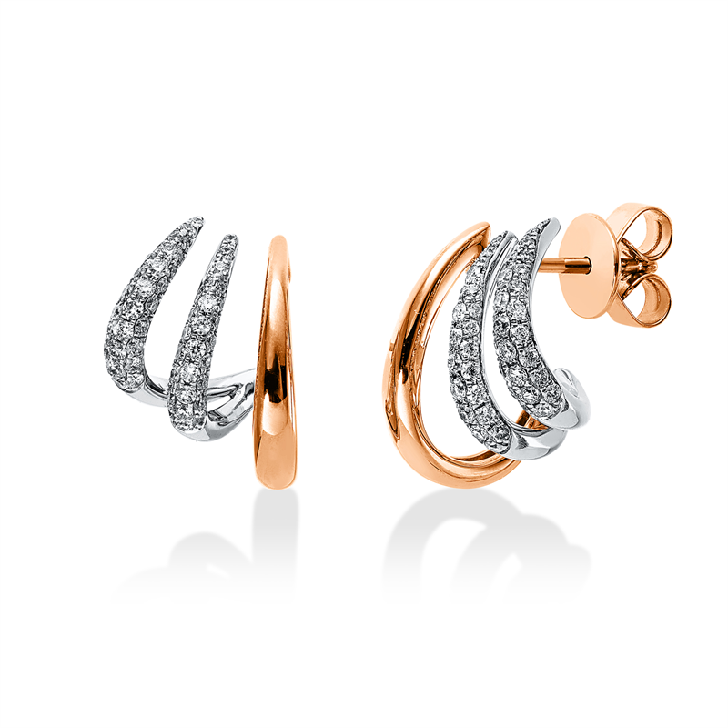 Ohrstecker 18 kt RG+WG, 2 Brill. 0,02 ct, TW-si, 106 Brill. 0,56 ct, TW-si