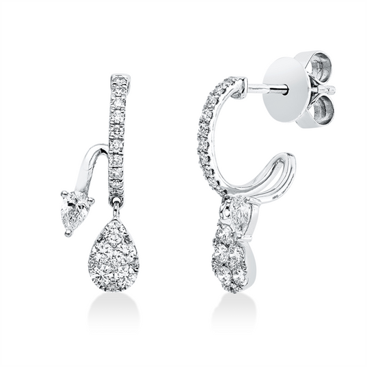 Ohrstecker 18 kt WG, 10 Brill. 0,28 ct, TW-si, 2 Tropfen 0,18 ct, TW-si, 30 Brill. 0,18 ct, TW-si