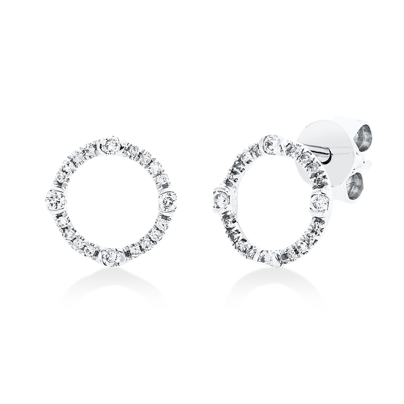 Ohrstecker 14 kt WG, 32 Dia. 0,05 ct, TW-si, 8 Brill. 0,06 ct, TW-si