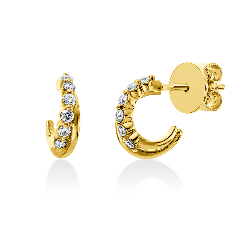 Ohrstecker 18 kt GG, 12 Brill. 0,15 ct, TW-pi
