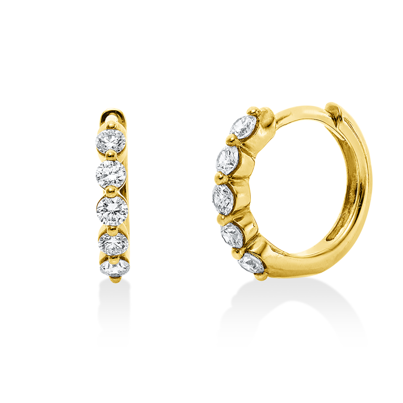 Creolen 18 kt GG, 10 Brill. 0,27 ct, TW-pi