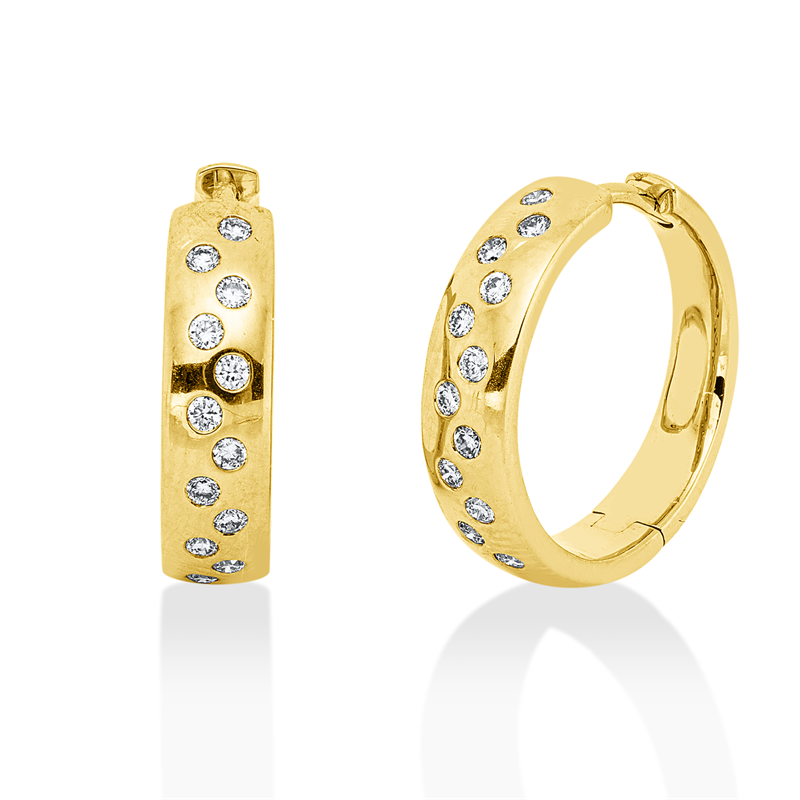 Creolen 18 kt GG, 24 Brill. 0,27 ct, TW-pi