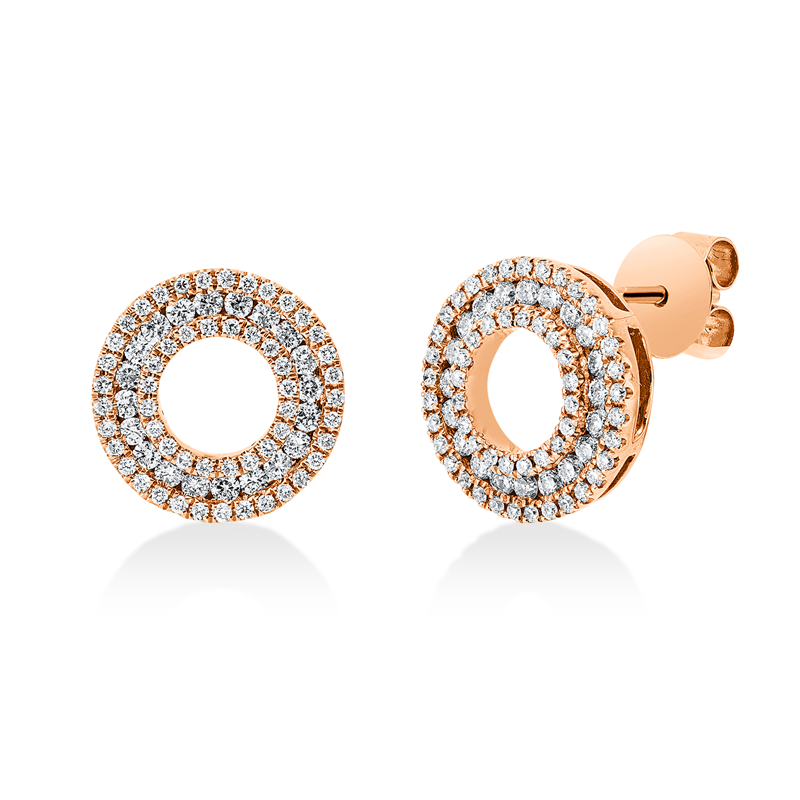 Ohrstecker 18 kt RG, 146 Brill. 0,73 ct, TW-si