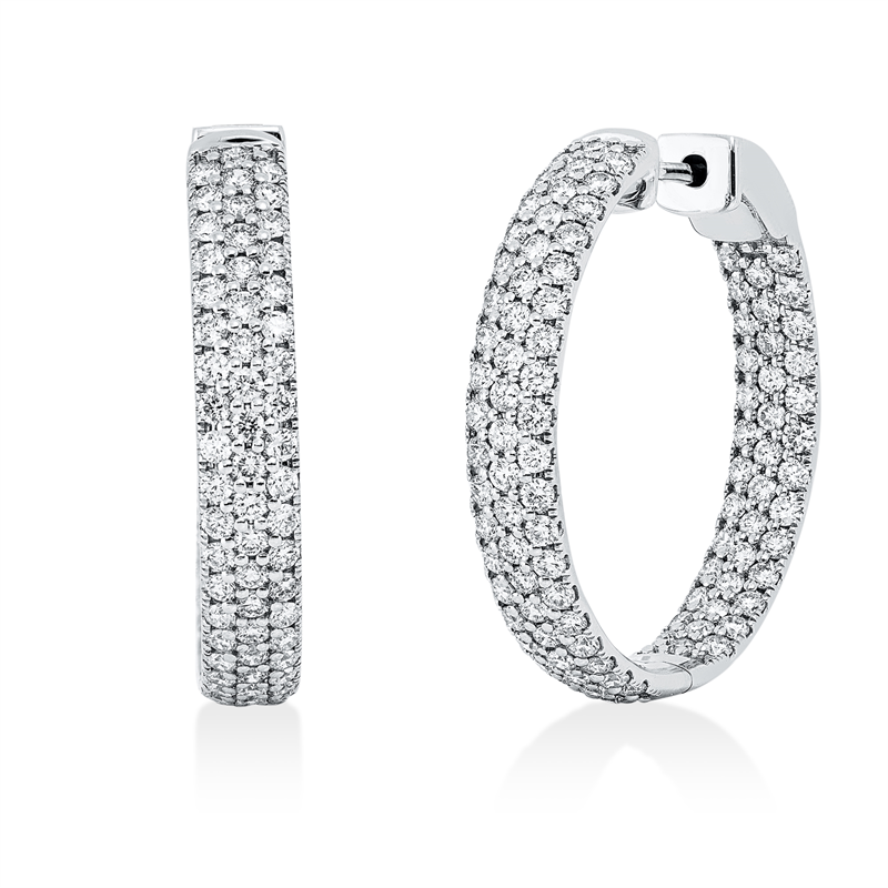 Creolen 18 kt WG, 194 Brill. 3,51 ct, TW-si