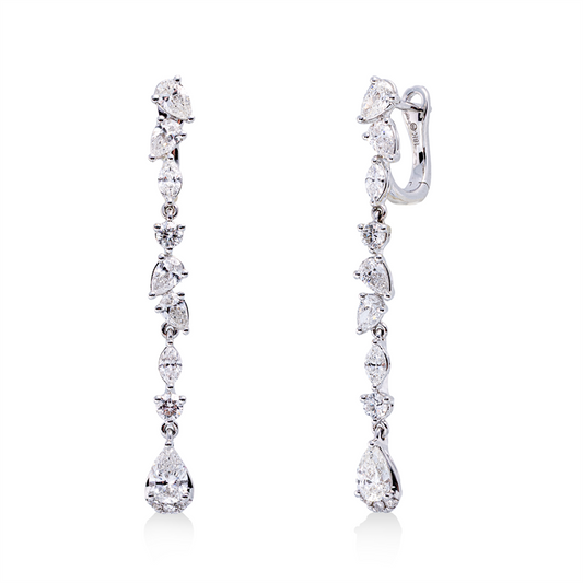 Ohrschmuck 18 kt WG, 4 Nav. 0,22 ct, TW-pi, 10 Brill. 0,22 ct, TW-pi, 10 Tropfen 1,09 ct, TW-pi