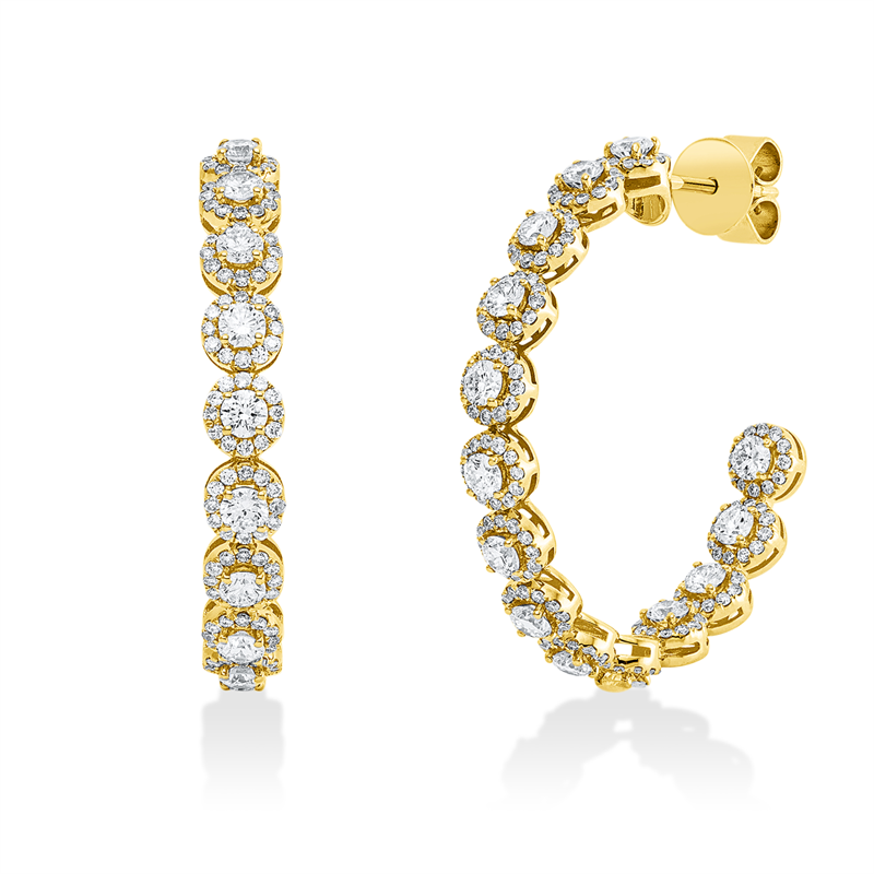 Ohrschmuck 18 kt GG, 28 Brill. 1,59 ct, TW-si, 336 Brill. 0,91 ct, TW-si
