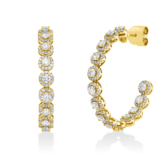 Ohrschmuck 18 kt GG, 28 Brill. 1,59 ct, TW-si, 336 Brill. 0,91 ct, TW-si