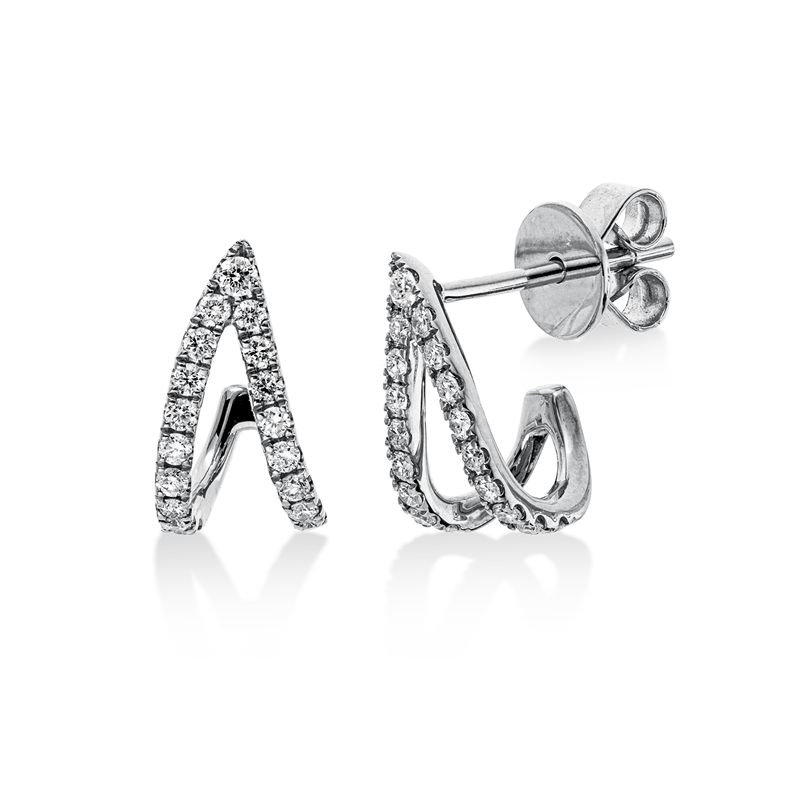 Ohrstecker 14 kt WG, 2 Brill. 0,04 ct, TW-si, 34 Brill. 0,30 ct, TW-si
