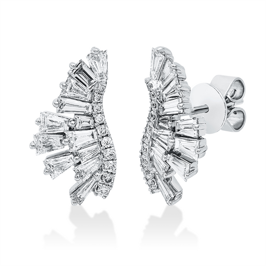 Ohrstecker 18 kt WG, 24 Trap. 1,11 ct, TW-si, 20 Brill. 0,12 ct, TW-si