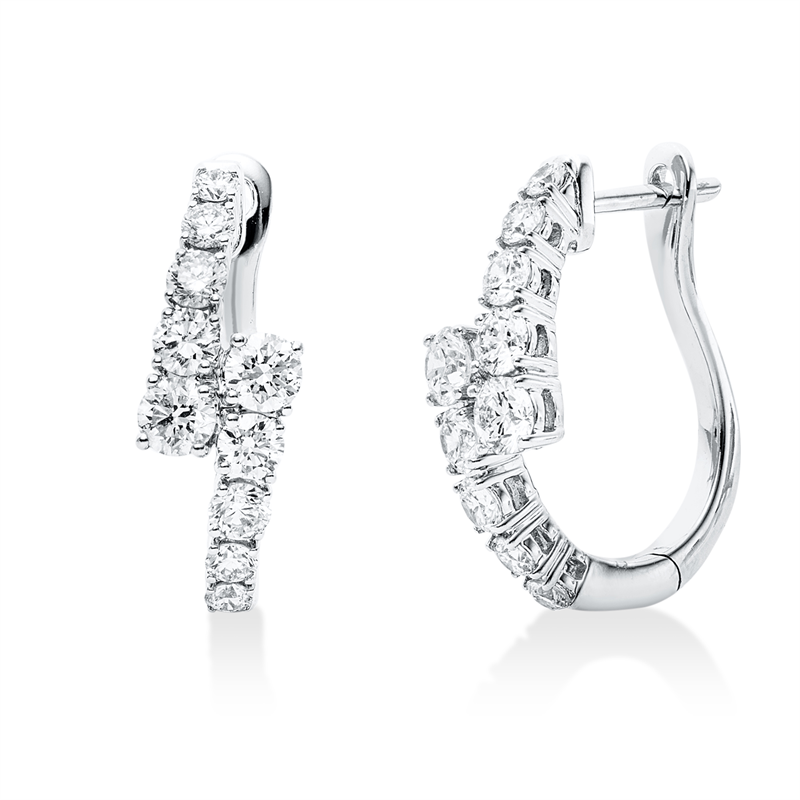 Creolen 18 kt WG, 20 Brill. 1,00 ct, TW-pi
